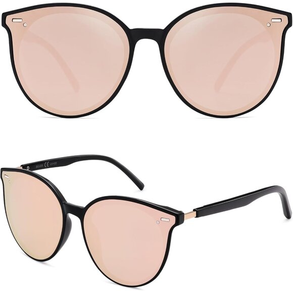 ⚡SOJOS Womens Pink Trendy Classic Round Retro Vintage Large Frame Sunglasses - Picture 3 of 5